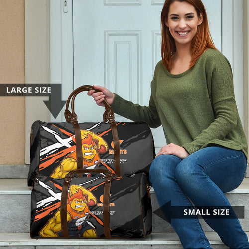 Greater Western Sydney Giants Travel Bag Orange Muscular Mascot Graphic - Abstract Paint Splatter Art