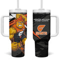 Greater Western Sydney Giants Tumbler With Handle Orange Muscular Mascot Graphic - Abstract Paint Splatter Art
