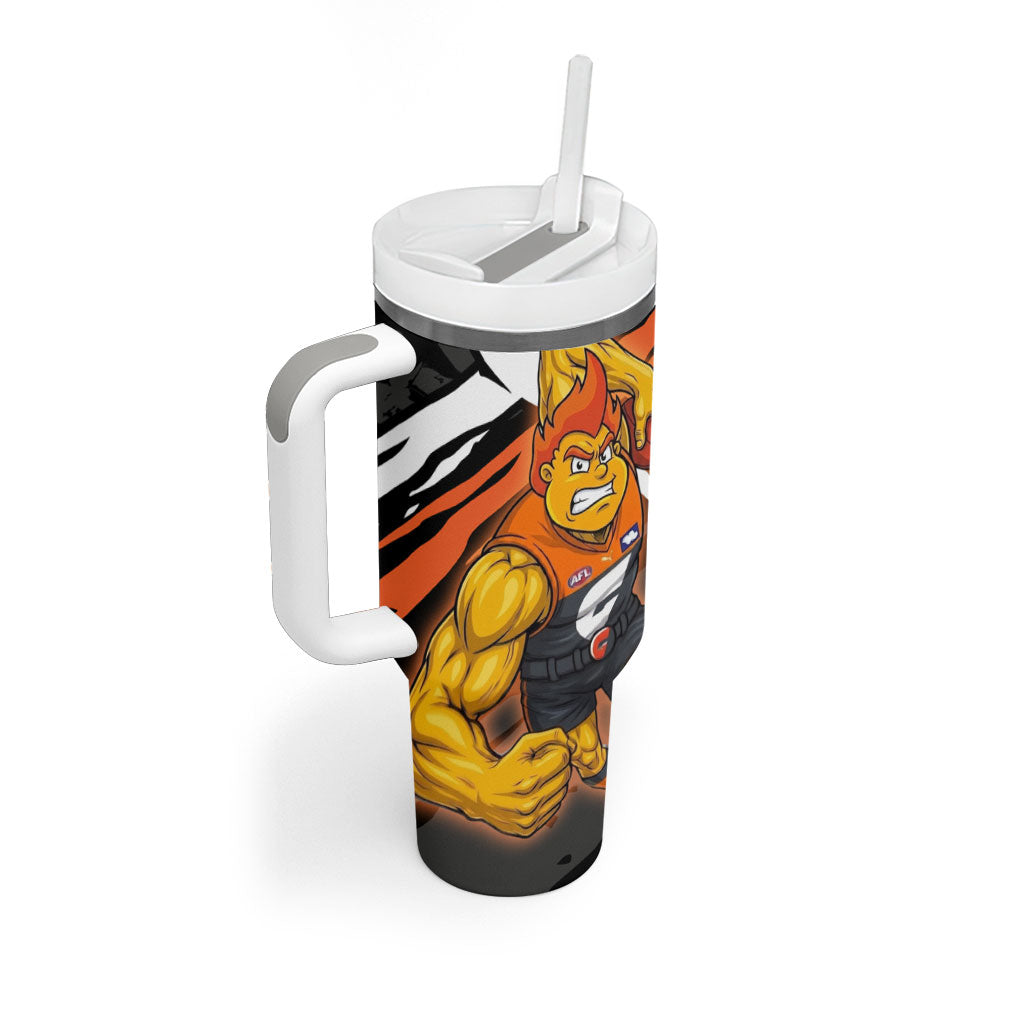 Greater Western Sydney Giants Tumbler With Handle Orange Muscular Mascot Graphic - Abstract Paint Splatter Art