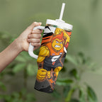 Greater Western Sydney Giants Tumbler With Handle Orange Muscular Mascot Graphic - Abstract Paint Splatter Art