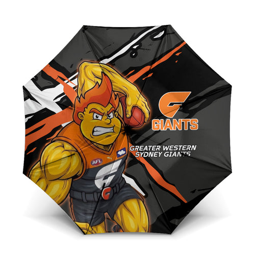 Greater Western Sydney Giants Umbrella Orange Muscular Mascot Graphic - Abstract Paint Splatter Art