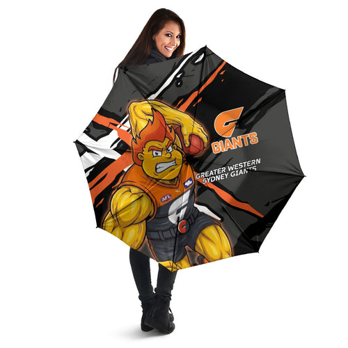 Greater Western Sydney Giants Umbrella Orange Muscular Mascot Graphic - Abstract Paint Splatter Art