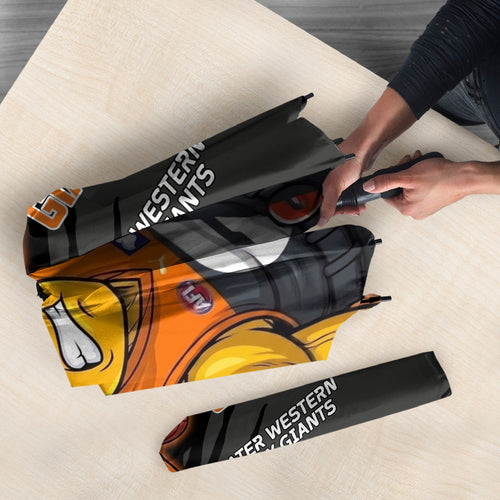 Greater Western Sydney Giants Umbrella Orange Muscular Mascot Graphic - Abstract Paint Splatter Art