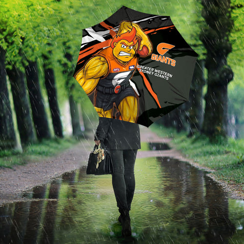 Greater Western Sydney Giants Umbrella Orange Muscular Mascot Graphic - Abstract Paint Splatter Art