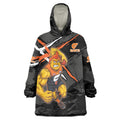Greater Western Sydney Giants Wearable Blanket Hoodie Orange Muscular Mascot Graphic - Abstract Paint Splatter Art