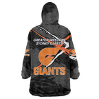 Greater Western Sydney Giants Wearable Blanket Hoodie Orange Muscular Mascot Graphic - Abstract Paint Splatter Art