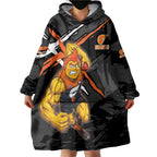 Greater Western Sydney Giants Wearable Blanket Hoodie Orange Muscular Mascot Graphic - Abstract Paint Splatter Art