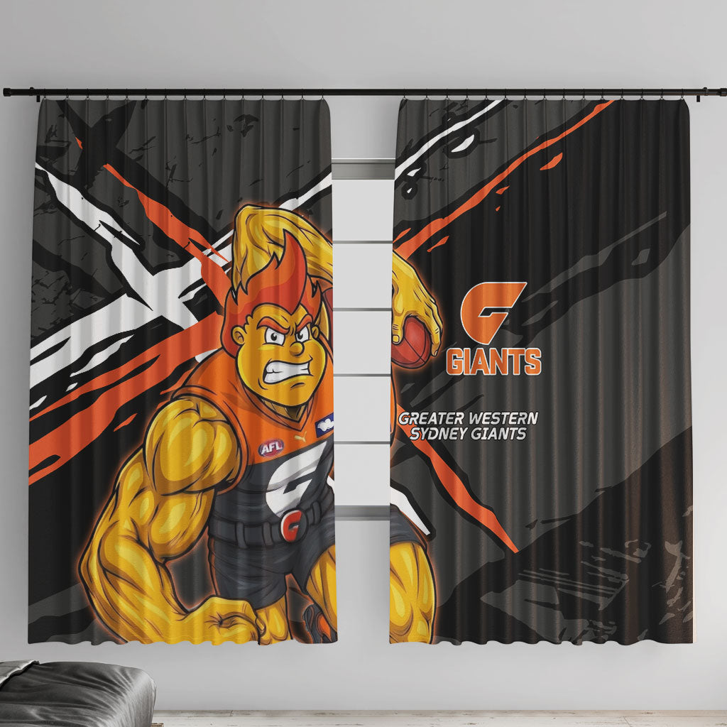 Greater Western Sydney Giants Window Curtain Orange Muscular Mascot Graphic - Abstract Paint Splatter Art