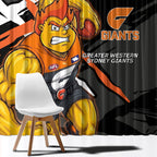 Greater Western Sydney Giants Window Curtain Orange Muscular Mascot Graphic - Abstract Paint Splatter Art