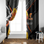 Greater Western Sydney Giants Window Curtain Orange Muscular Mascot Graphic - Abstract Paint Splatter Art