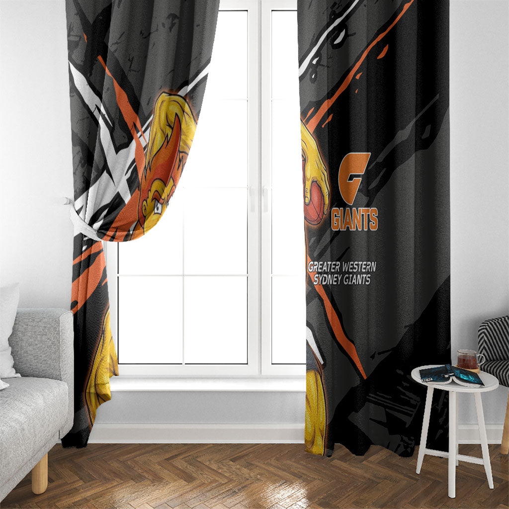 Greater Western Sydney Giants Window Curtain Orange Muscular Mascot Graphic - Abstract Paint Splatter Art