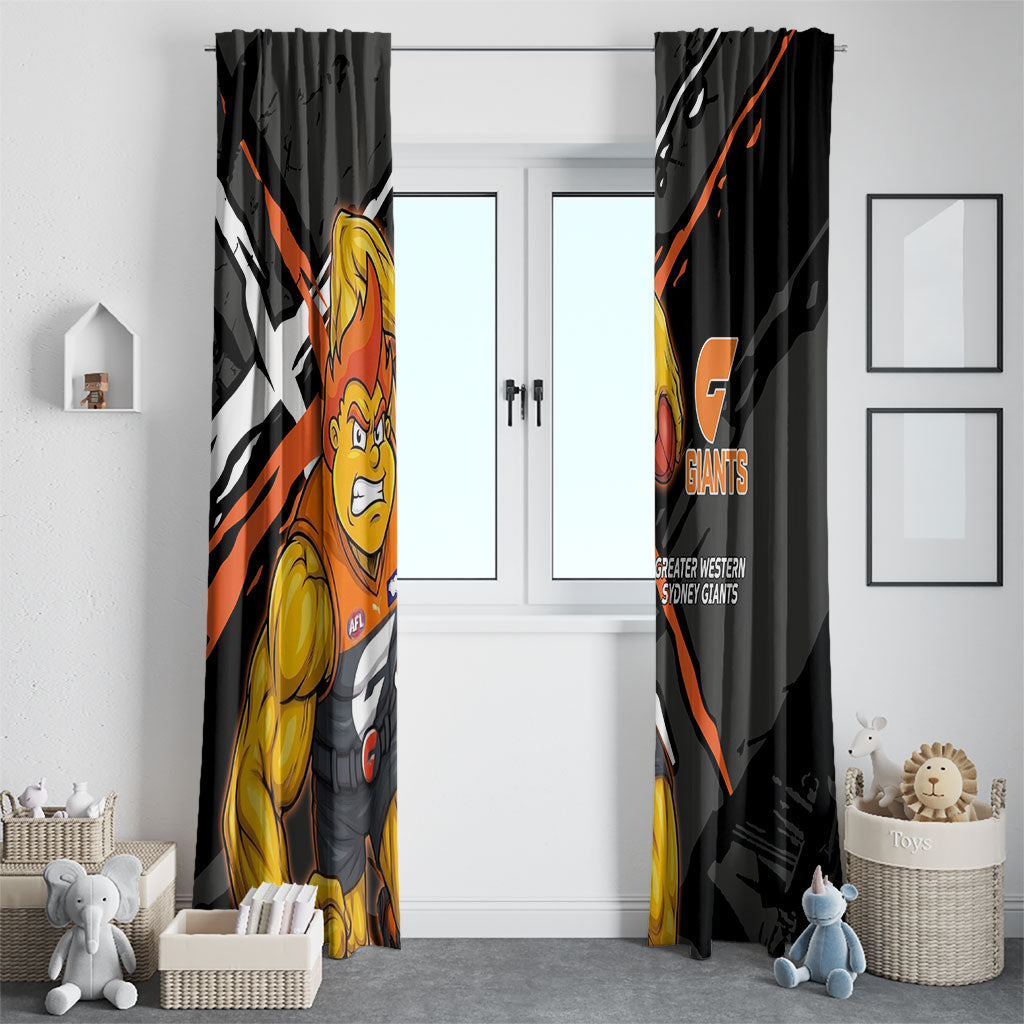 Greater Western Sydney Giants Window Curtain Orange Muscular Mascot Graphic - Abstract Paint Splatter Art