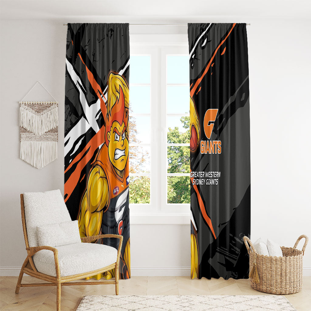 Greater Western Sydney Giants Window Curtain Orange Muscular Mascot Graphic - Abstract Paint Splatter Art