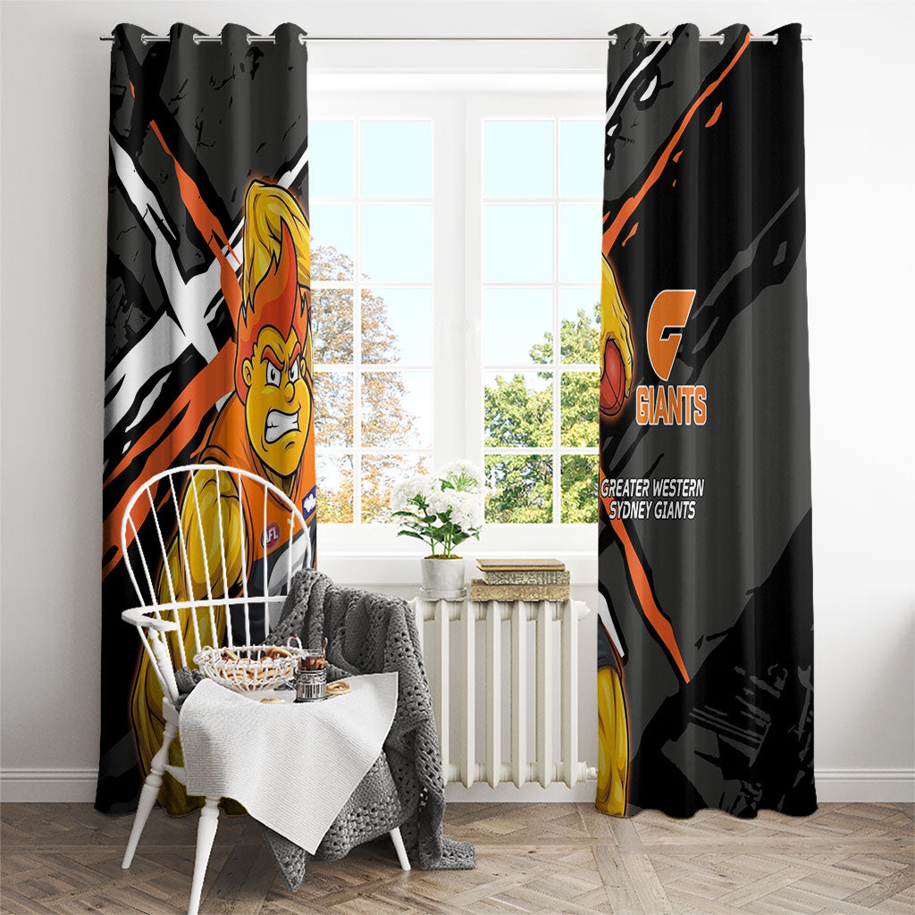 Greater Western Sydney Giants Window Curtain Orange Muscular Mascot Graphic - Abstract Paint Splatter Art