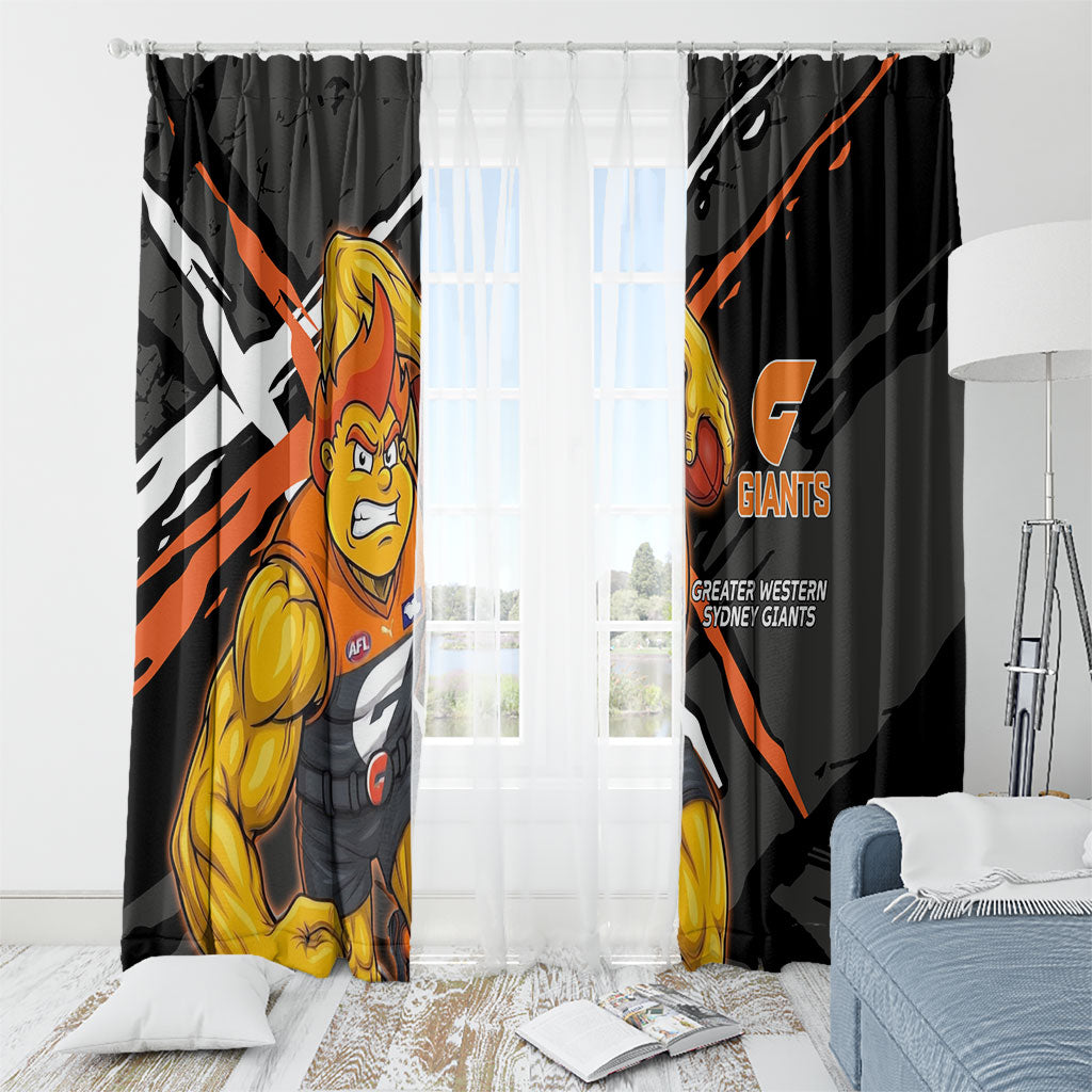 Greater Western Sydney Giants Window Curtain Orange Muscular Mascot Graphic - Abstract Paint Splatter Art