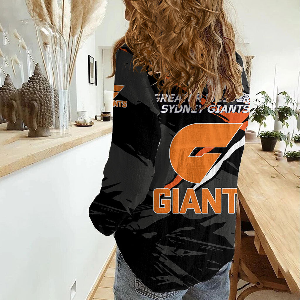 Greater Western Sydney Giants Women Casual Shirt Orange Muscular Mascot Graphic - Abstract Paint Splatter Art