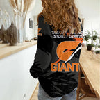 Greater Western Sydney Giants Women Casual Shirt Orange Muscular Mascot Graphic - Abstract Paint Splatter Art