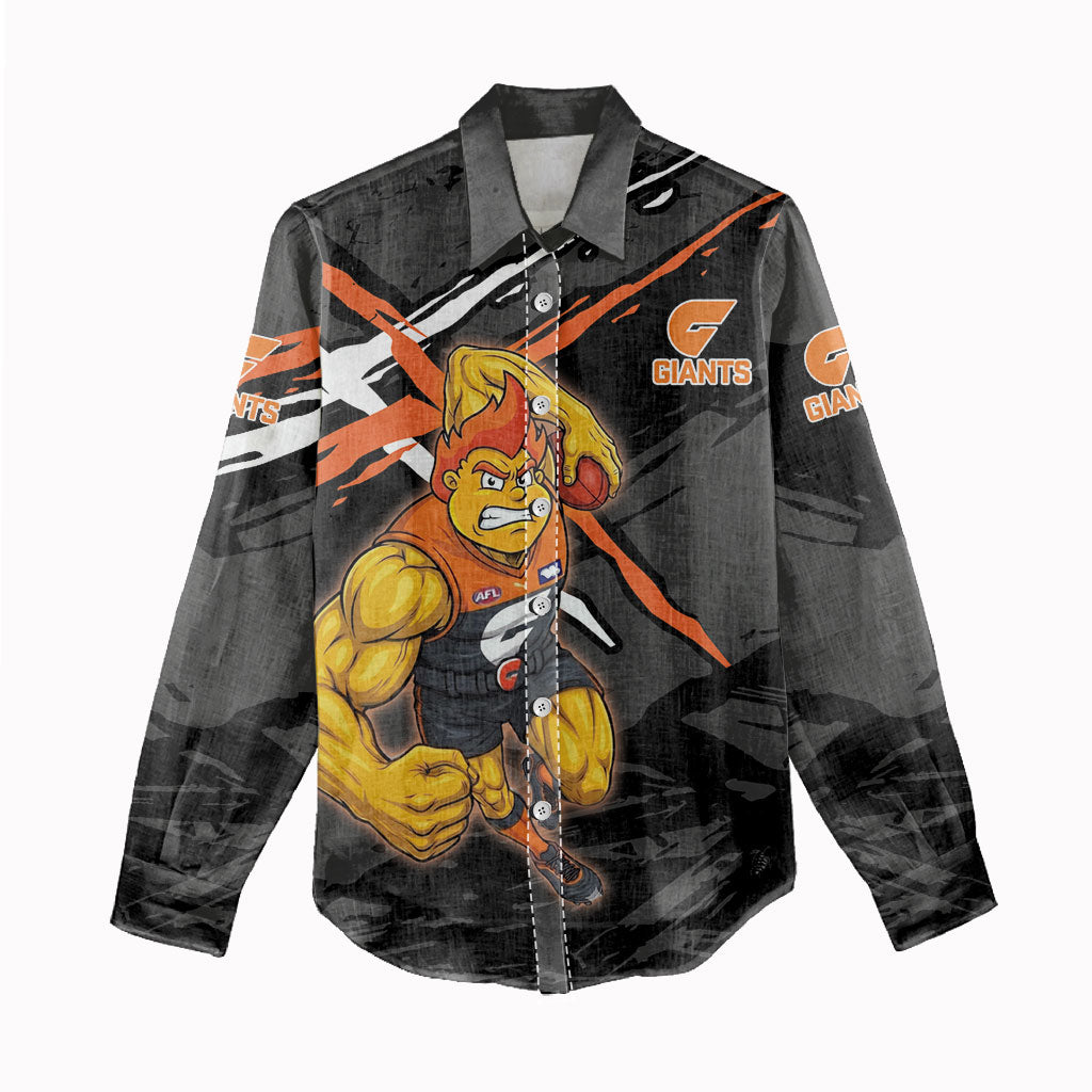 Greater Western Sydney Giants Women Casual Shirt Orange Muscular Mascot Graphic - Abstract Paint Splatter Art
