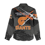 Greater Western Sydney Giants Women Casual Shirt Orange Muscular Mascot Graphic - Abstract Paint Splatter Art