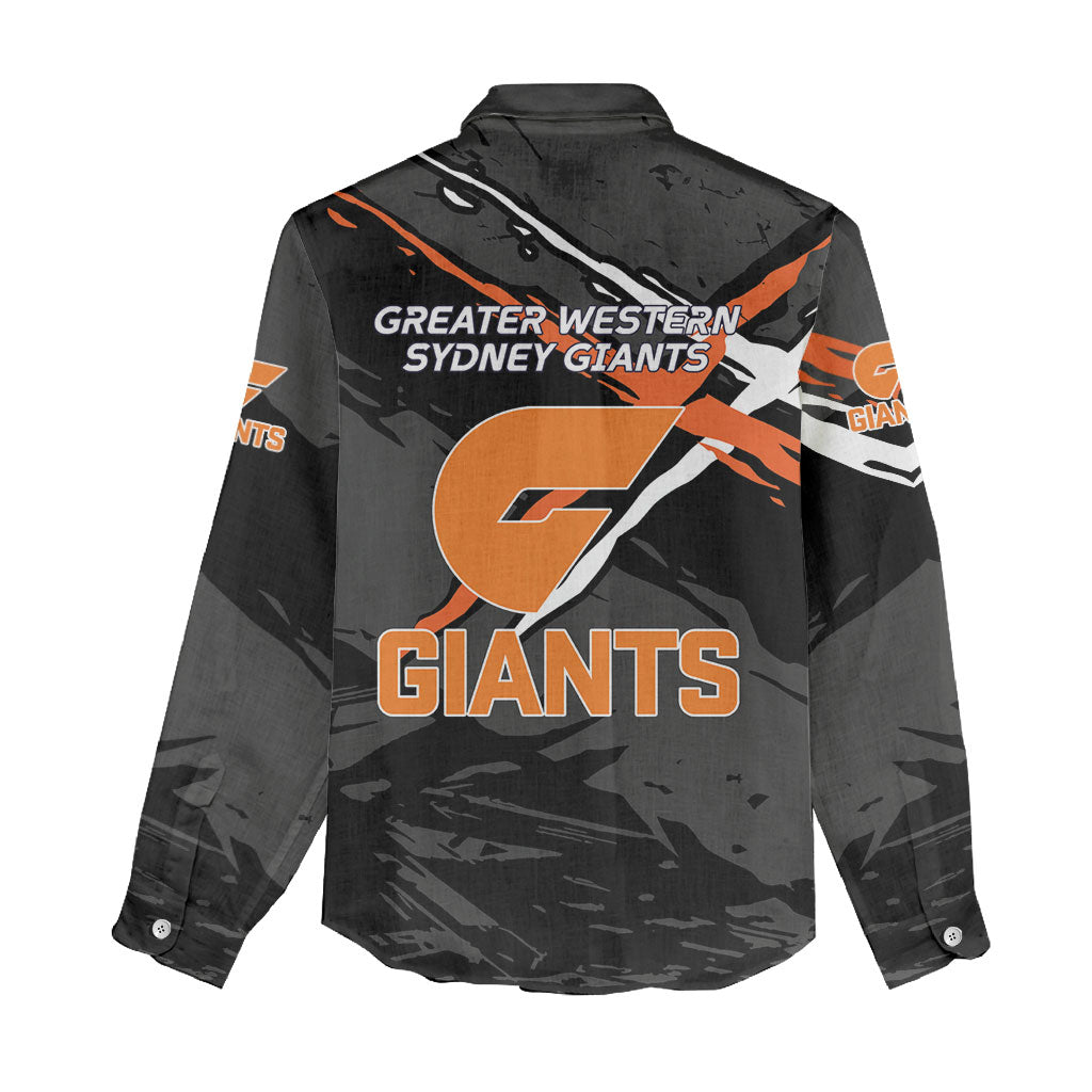 Greater Western Sydney Giants Women Casual Shirt Orange Muscular Mascot Graphic - Abstract Paint Splatter Art