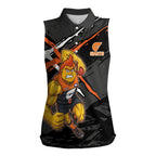 Greater Western Sydney Giants Women Sleeveless Polo Shirt Orange Muscular Mascot Graphic - Abstract Paint Splatter Art