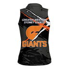 Greater Western Sydney Giants Women Sleeveless Polo Shirt Orange Muscular Mascot Graphic - Abstract Paint Splatter Art