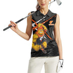 Greater Western Sydney Giants Women Sleeveless Polo Shirt Orange Muscular Mascot Graphic - Abstract Paint Splatter Art