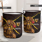 Hawthorn Football Club Laundry Basket Hawks Muscular Mascot Graphic - Abstract Paint Splatter Art