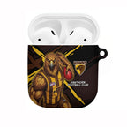 Hawthorn Football Club AirPods Case Hawks Muscular Mascot Graphic - Abstract Paint Splatter Art