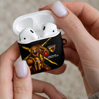 Hawthorn Football Club AirPods Case Hawks Muscular Mascot Graphic - Abstract Paint Splatter Art