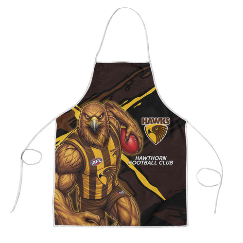 Hawthorn Football Club Apron Hawks Muscular Mascot Graphic - Abstract Paint Splatter Art