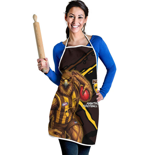 Hawthorn Football Club Apron Hawks Muscular Mascot Graphic - Abstract Paint Splatter Art