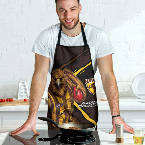 Hawthorn Football Club Apron Hawks Muscular Mascot Graphic - Abstract Paint Splatter Art