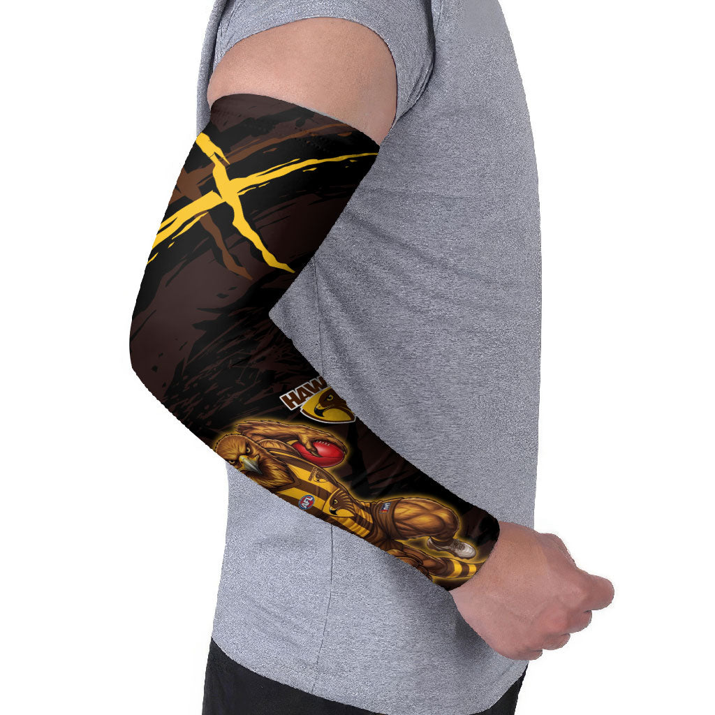 Hawthorn Football Club Arm Sleeves Hawks Muscular Mascot Graphic - Abstract Paint Splatter Art