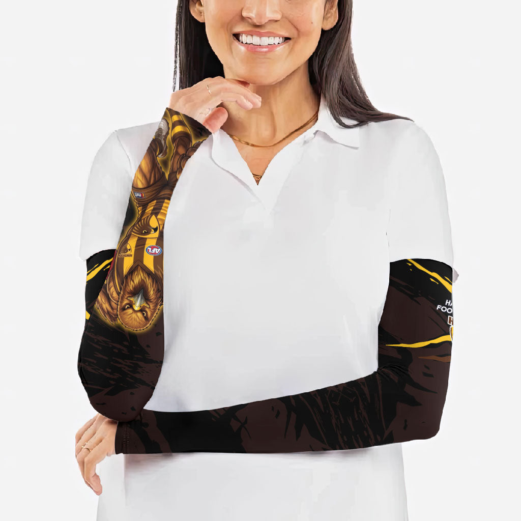 Hawthorn Football Club Arm Sleeves Hawks Muscular Mascot Graphic - Abstract Paint Splatter Art