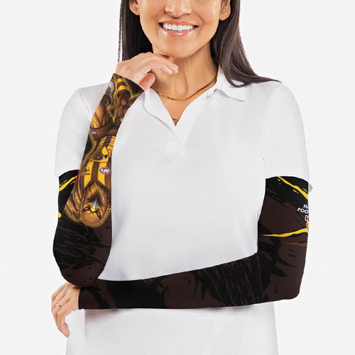Hawthorn Football Club Arm Sleeves Hawks Muscular Mascot Graphic - Abstract Paint Splatter Art