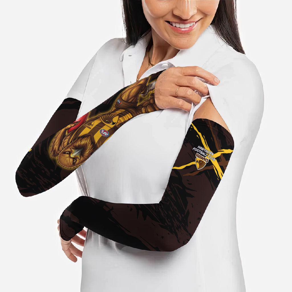 Hawthorn Football Club Arm Sleeves Hawks Muscular Mascot Graphic - Abstract Paint Splatter Art