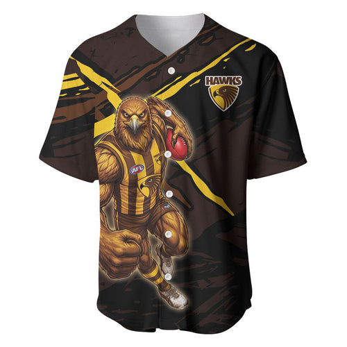 Hawthorn Football Club Baseball Jersey Hawks Muscular Mascot Graphic - Abstract Paint Splatter Art