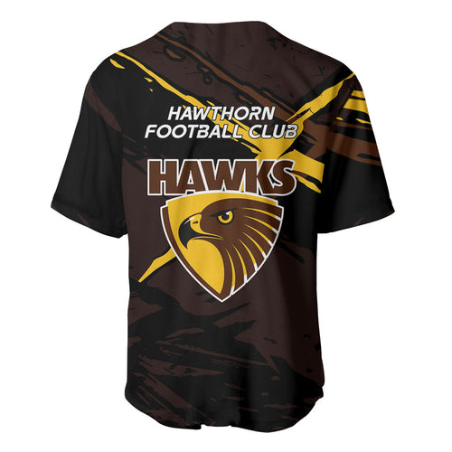 Hawthorn Football Club Baseball Jersey Hawks Muscular Mascot Graphic - Abstract Paint Splatter Art