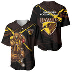 Hawthorn Football Club Baseball Jersey Hawks Muscular Mascot Graphic - Abstract Paint Splatter Art