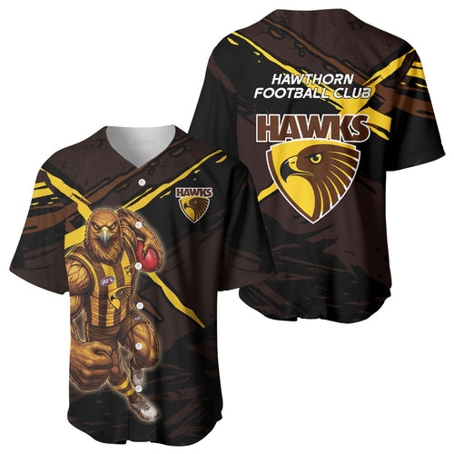 Hawthorn Football Club Baseball Jersey Hawks Muscular Mascot Graphic - Abstract Paint Splatter Art