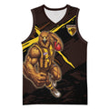 Hawthorn Football Club Basketball Jersey Hawks Muscular Mascot Graphic - Abstract Paint Splatter Art