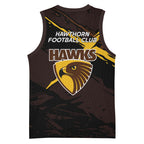 Hawthorn Football Club Basketball Jersey Hawks Muscular Mascot Graphic - Abstract Paint Splatter Art