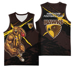 Hawthorn Football Club Basketball Jersey Hawks Muscular Mascot Graphic - Abstract Paint Splatter Art