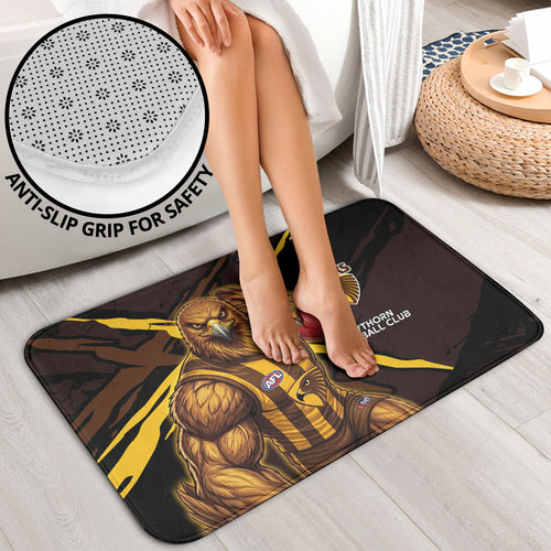 Hawthorn Football Club Bathroom Set Hawks Muscular Mascot Graphic - Abstract Paint Splatter Art