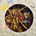 Hawthorn Football Club Beach Blanket Hawks Muscular Mascot Graphic - Abstract Paint Splatter Art