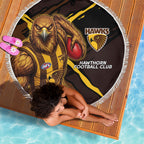 Hawthorn Football Club Beach Blanket Hawks Muscular Mascot Graphic - Abstract Paint Splatter Art
