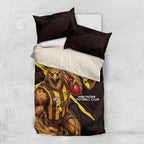 Hawthorn Football Club Bedding Set Hawks Muscular Mascot Graphic - Abstract Paint Splatter Art