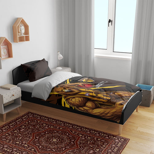 Hawthorn Football Club Bedding Set Hawks Muscular Mascot Graphic - Abstract Paint Splatter Art
