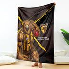 Hawthorn Football Club Blanket Hawks Muscular Mascot Graphic - Abstract Paint Splatter Art